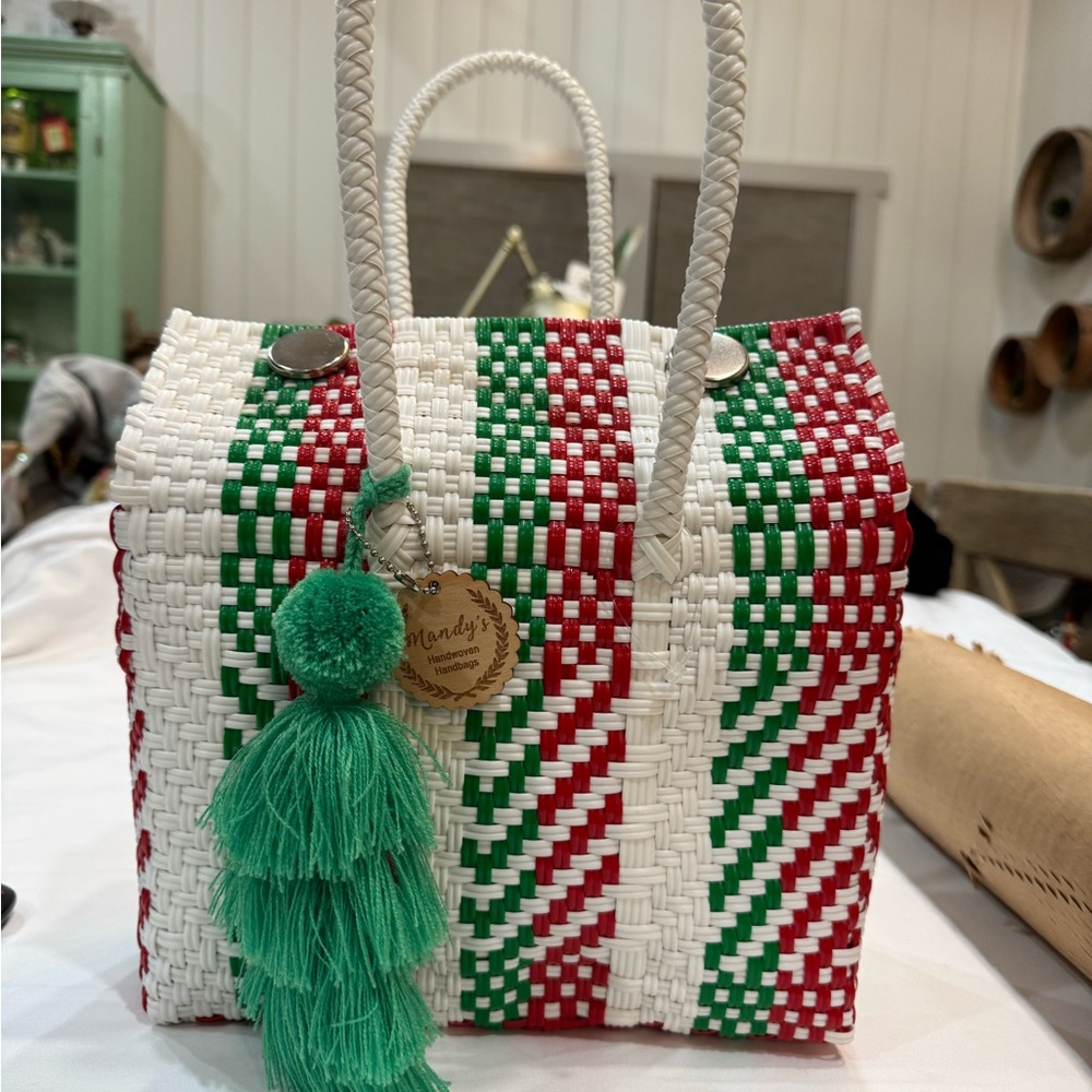 Handcrafted Multicolor Tote Bag by Mandy.  NWT. Perfect for the Christmas season